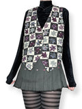 vintage autumn leaf patchwork vest (m)