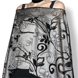 haunted garden floral fringed shawl (os)