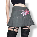 y2k tweed floral pleated mini skirt (xs-s)