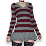 y2k striped micro mini sweater dress / tunic (m-l)