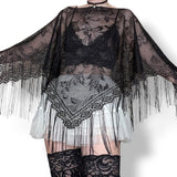whimsigoth sheer fringe poncho (os)