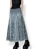 y2k silver embroidered whimsigoth maxi skirt / dress (os)