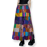 y2k silk patchwork maxi skirt (m)