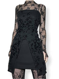 y2k glitter floral split front mini dress (m)