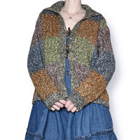 vintage earthy patchwork cardigan (l-xl)