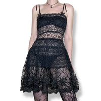 sheer lace butterfly mini dress (m)