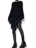soft fuzzy longline striped poncho (os)