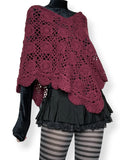 autumn berry crochet knit hooded poncho (m-xl)