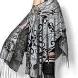 haunted garden floral fringed shawl (os)