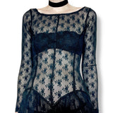 ethereal sheer lace drop waist tea dress (s-m)