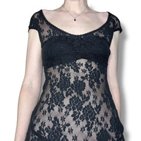 y2k sheer goth lace micro mini dress (s)