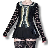 y2k whimsigoth lace top (m-l)