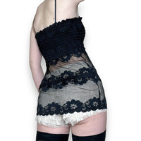 y2k sheer lace babydoll tube top (xs-s)