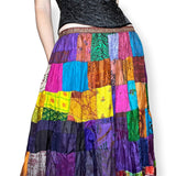 y2k silk patchwork maxi skirt (m)