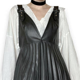 faux leather pleated jumper dress (xs)