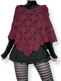 autumn berry crochet knit hooded poncho (m-xl)