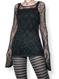 sheer beaded netted top (m)