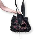 paisley corduroy patchwork frilly tote
