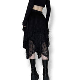 midnight lace layered midi skirt (xs-s)