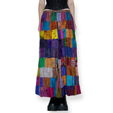 y2k silk patchwork maxi skirt (m)