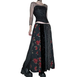 vintage 90s romantic goth silk maxi skirt