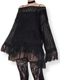 crochet knit fringe sweater (s-m)