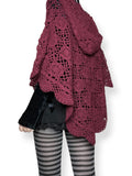 autumn berry crochet knit hooded poncho (m-xl)