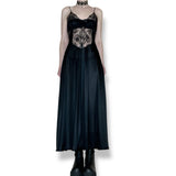 vintage dark sorceress satin slip gown set (s)