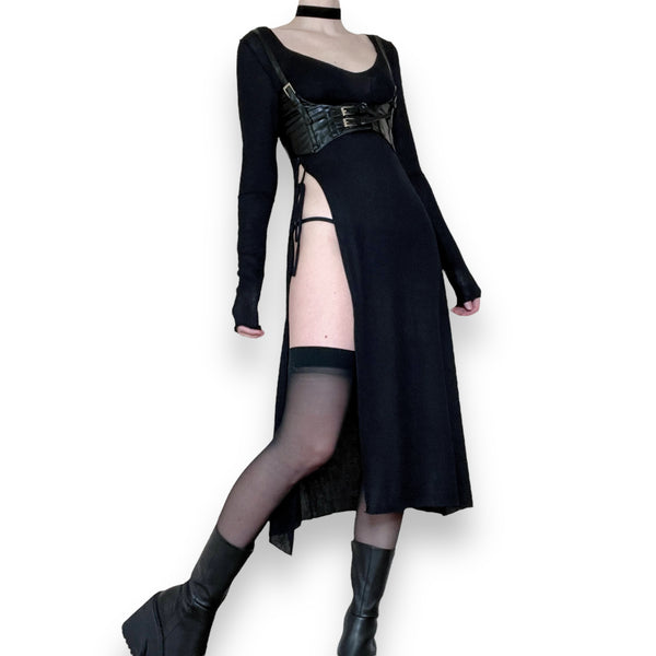 vampy knit high slit dress (m-l)