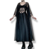 vintage dark sorceress satin slip gown set (s)