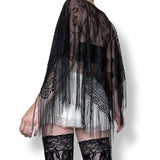 whimsigoth sheer fringe poncho (os)