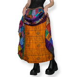 y2k silk patchwork maxi skirt (m)