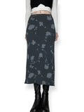 vintage gloomy floral midi skirt (s)