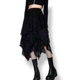 midnight lace layered midi skirt (xs-s)