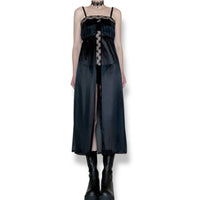vintage gothic milkmaid satin slip gown (s)