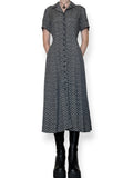 vintage handmade navy calico tea dress (m)