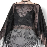 whimsigoth sheer fringe poncho (os)