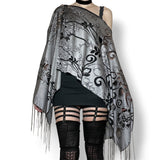 haunted garden floral fringed shawl (os)