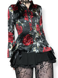 y2k gothic rose satin top (s-m)