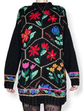 vintage stained glass floral sweater (l)