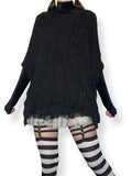 witchy knit ruffle poncho top (m)
