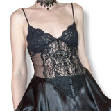 vintage goth princess lace & satin babydoll top (s)