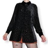 vintage sheer silk velvet burnout top (m)