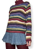vintage autumn striped cotton turtleneck sweater (m)
