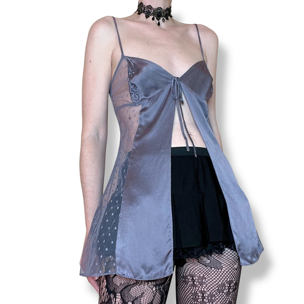vintage lavender silk babydoll top (s)