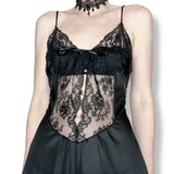 vintage dark sorceress satin slip gown set (s)