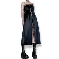 vintage gothic milkmaid satin slip gown (s)