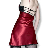 vintage blood red rose satin slip dress (m-l)
