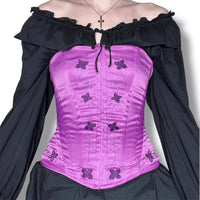 y2k satin orchid corset top (s)