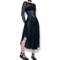 ethereal sheer lace drop waist tea dress (s-m)